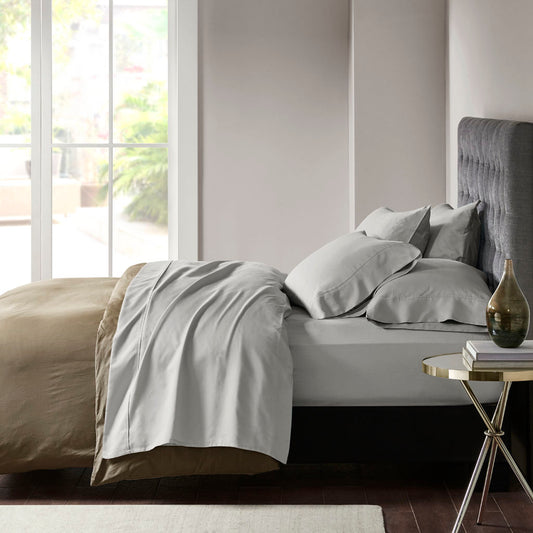 800 Thread Count Cotton Blend Sateen Sheet Set - Grey