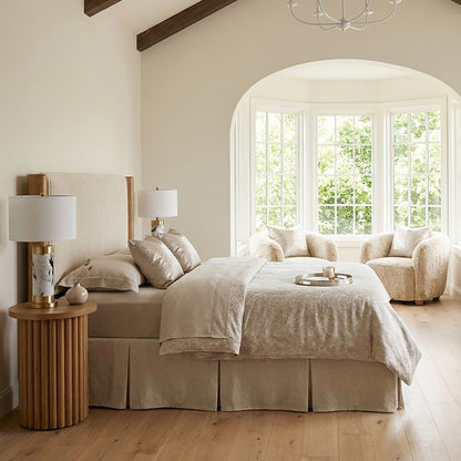 Solene Channel-Tufted Full/Queen Upholstered Wood Headboard - Beige/Natural