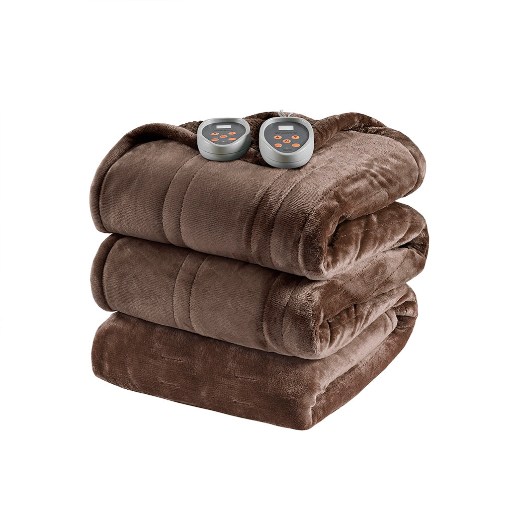 Heated Microlight to Berber Blanket - Chocolate