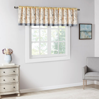 Serene Embroidered Window Valance - Yellow