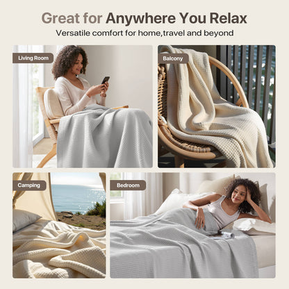 Waffle Weave Cotton Blanket - Grey