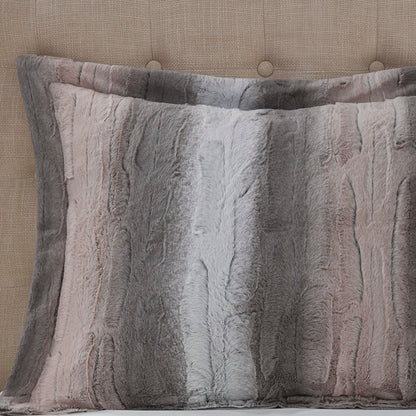Zuri Faux Fur Comforter Set - Blush/Grey