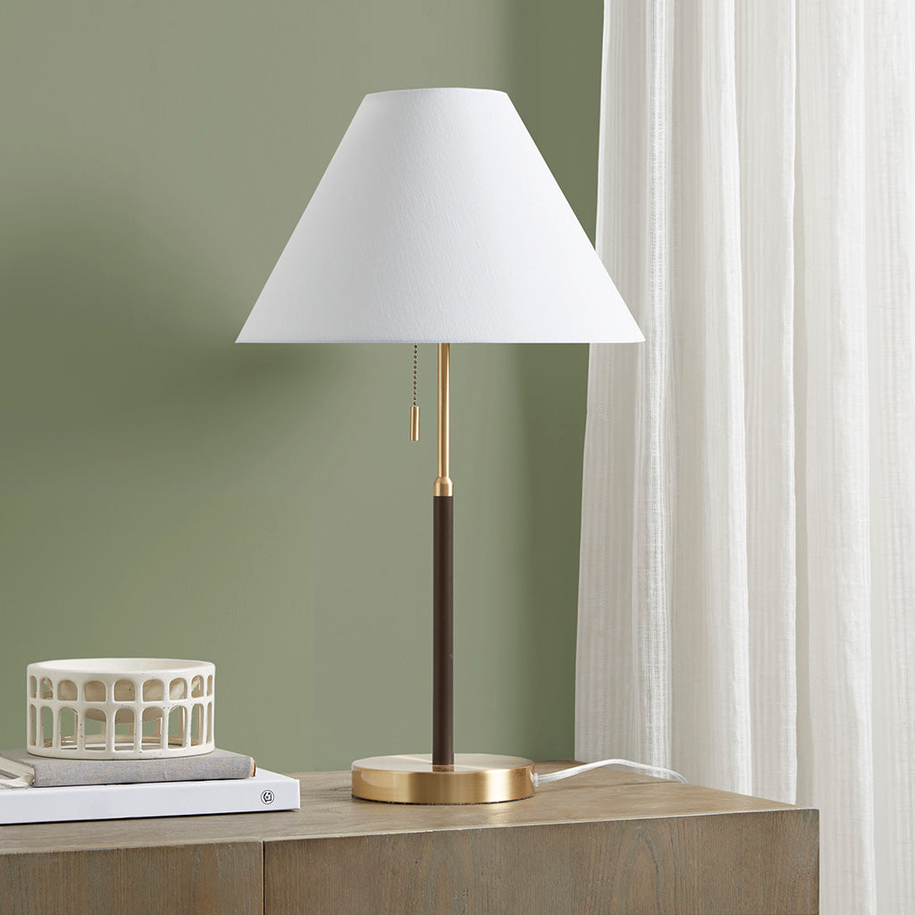Bromley Two Tone Pull-chain Table Lamp - Gold/Brown