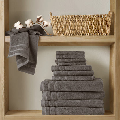 400GSM Essential Bundle Quick Dry 100% Cotton Towel Set - Grey