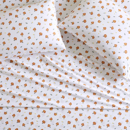 Printed Microfiber Sheet Set - Mushroom