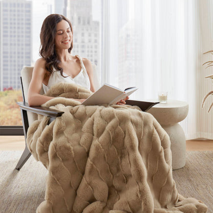 Vivienne Faux Fur Throw - Tan