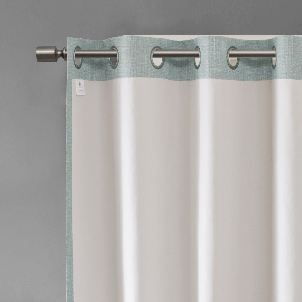 Maya Printed Heathered Blackout Window Patio Panel - Dusty Seafoam