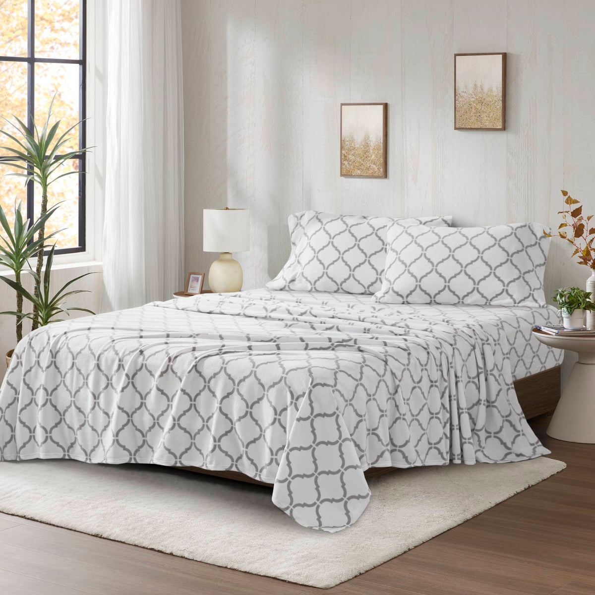 Micro Fleece Sheet Set - Grey Geo