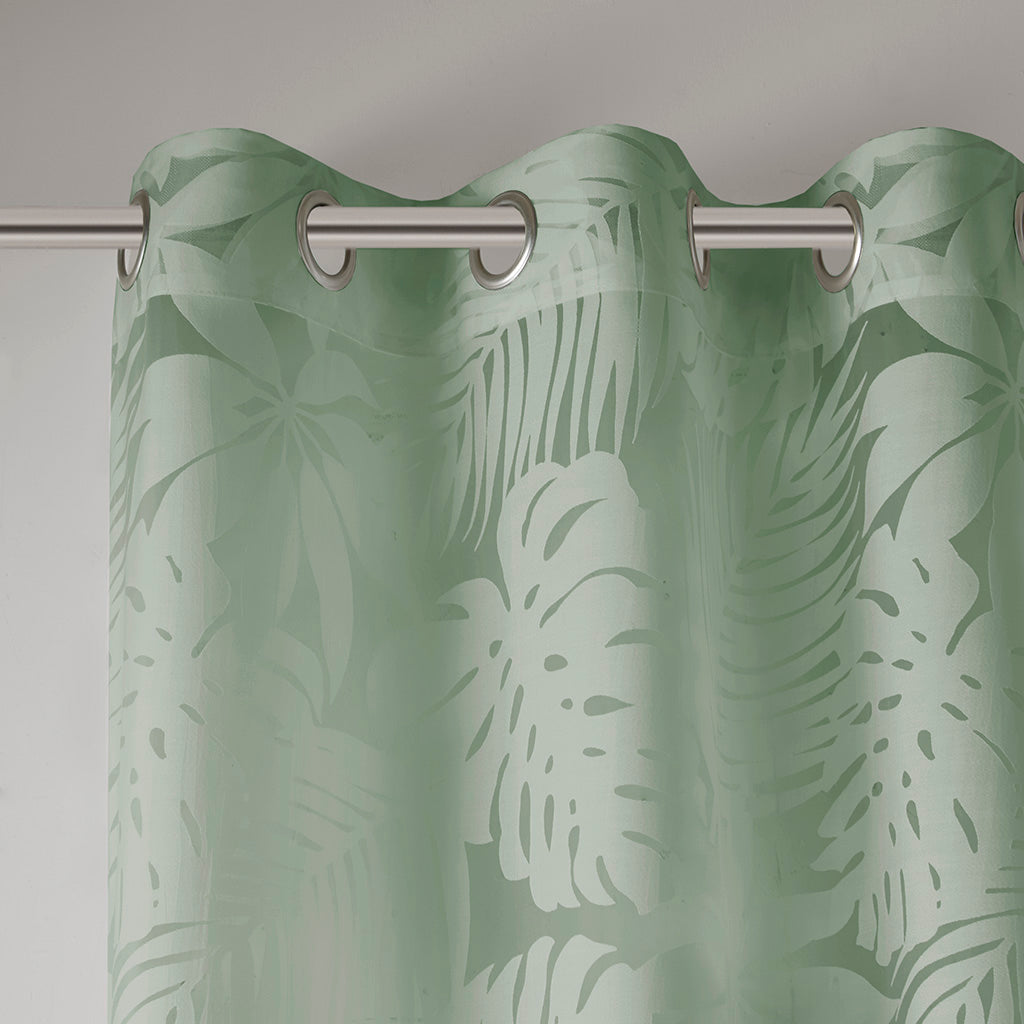 Leilani Palm Leaf Burnout Window Sheer - Sage Green
