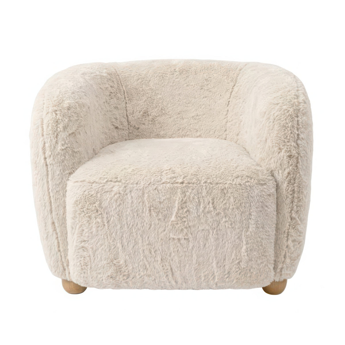 Merlow Faux Fur Barrel Accent Chair - Ivory