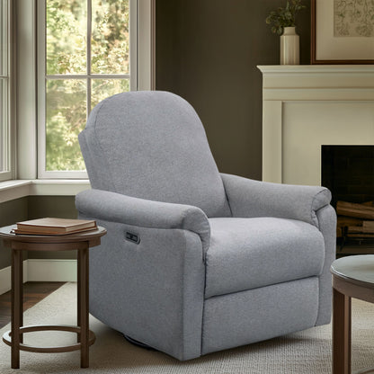 Elio Power Recliner 3-in-1 with Swivel, Glider, Charging Station - Light Grey