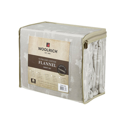 Cotton Flannel Sheet Set - Grey Moose