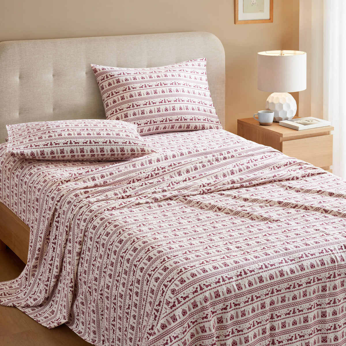 Cozy Cotton Flannel Printed Sheet Set - Dog Fair Isle