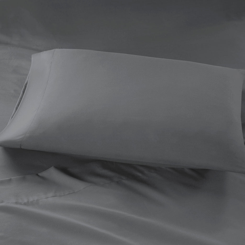 Microfiber Sheet Set with Side Storage Pockets - Charcoal