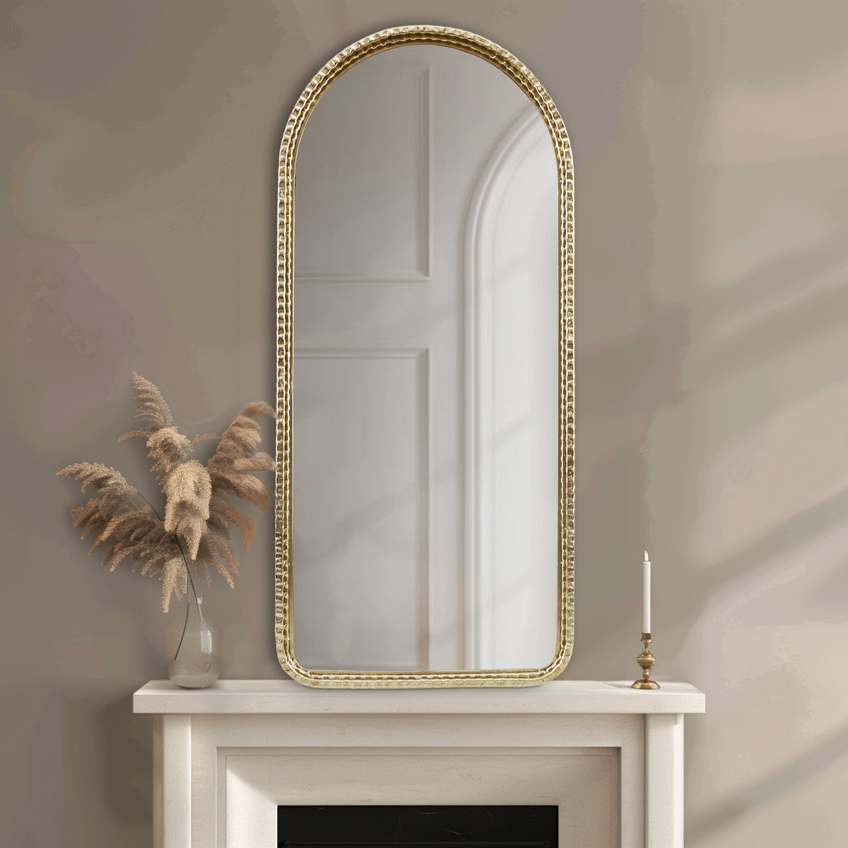 Mia Gold Metal Arch Wall Mirror - Gold
