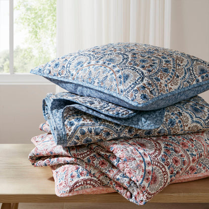 Valerie Boho Reversible Quilt - Blue