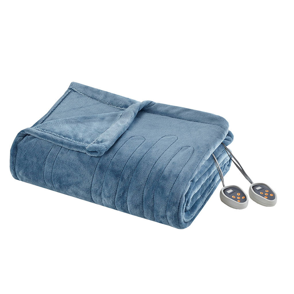 Plush Heated Blanket - Sapphire Blue