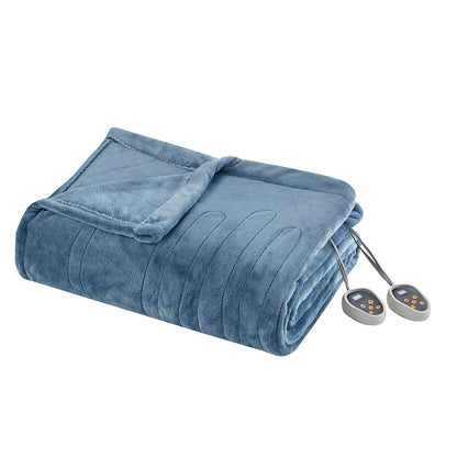 Plush Heated Blanket - Sapphire Blue