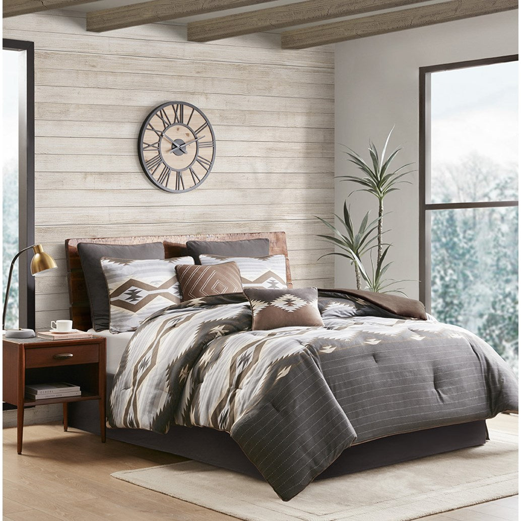 Bitter Creek Oversized Comforter Set - Grey/Brown