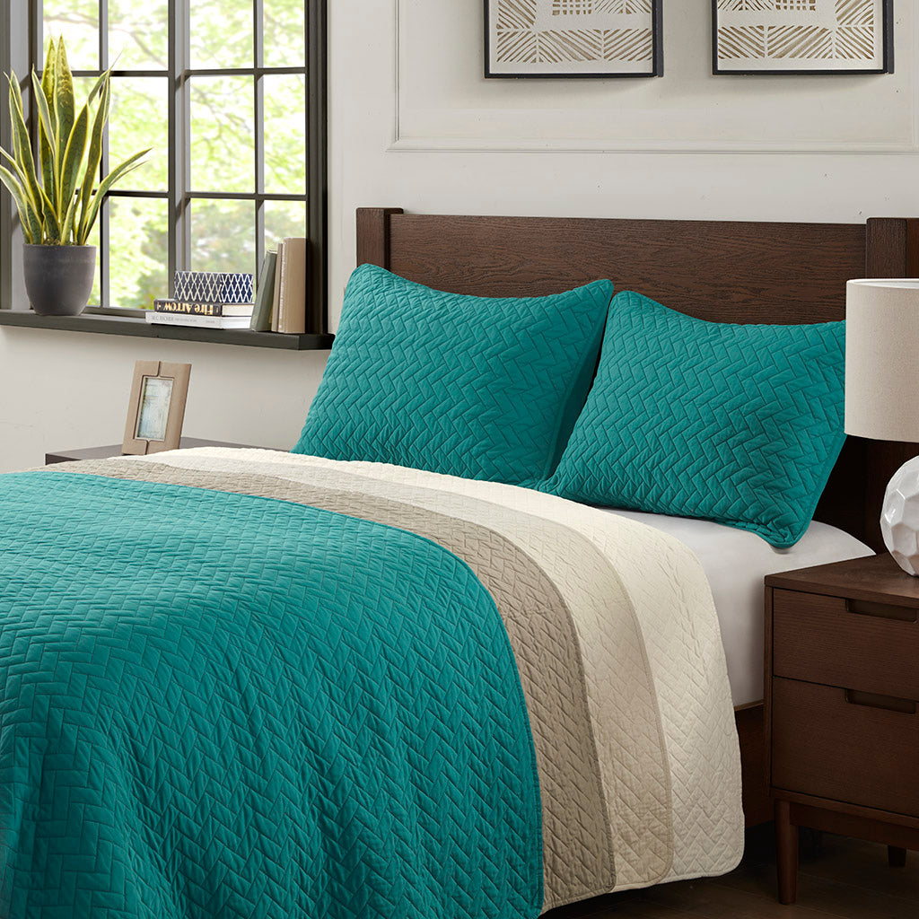 Velvet Touch 3 Piece Luxurious Oversized Quilt Set - Linen