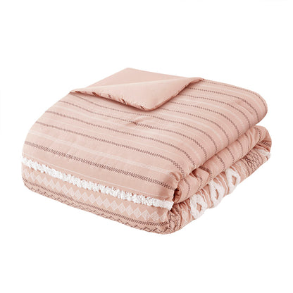 Imani Cotton Printed Comforter Set with Chenille - Ivory