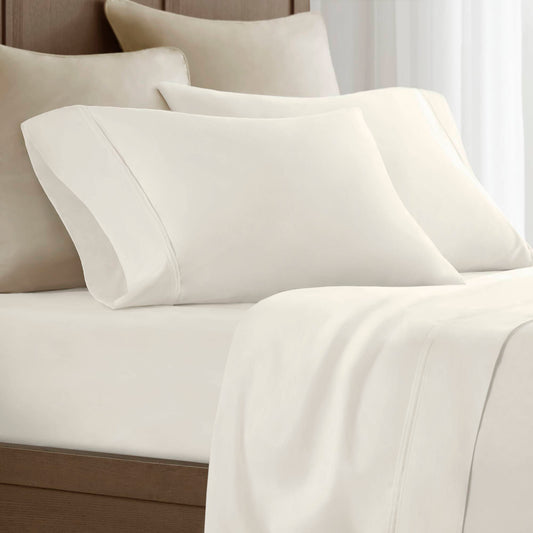100% Egyptian Cotton Sateen Pillowcase Set - Off-White