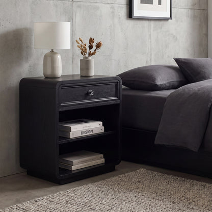Deco Nightstand - Black Satin