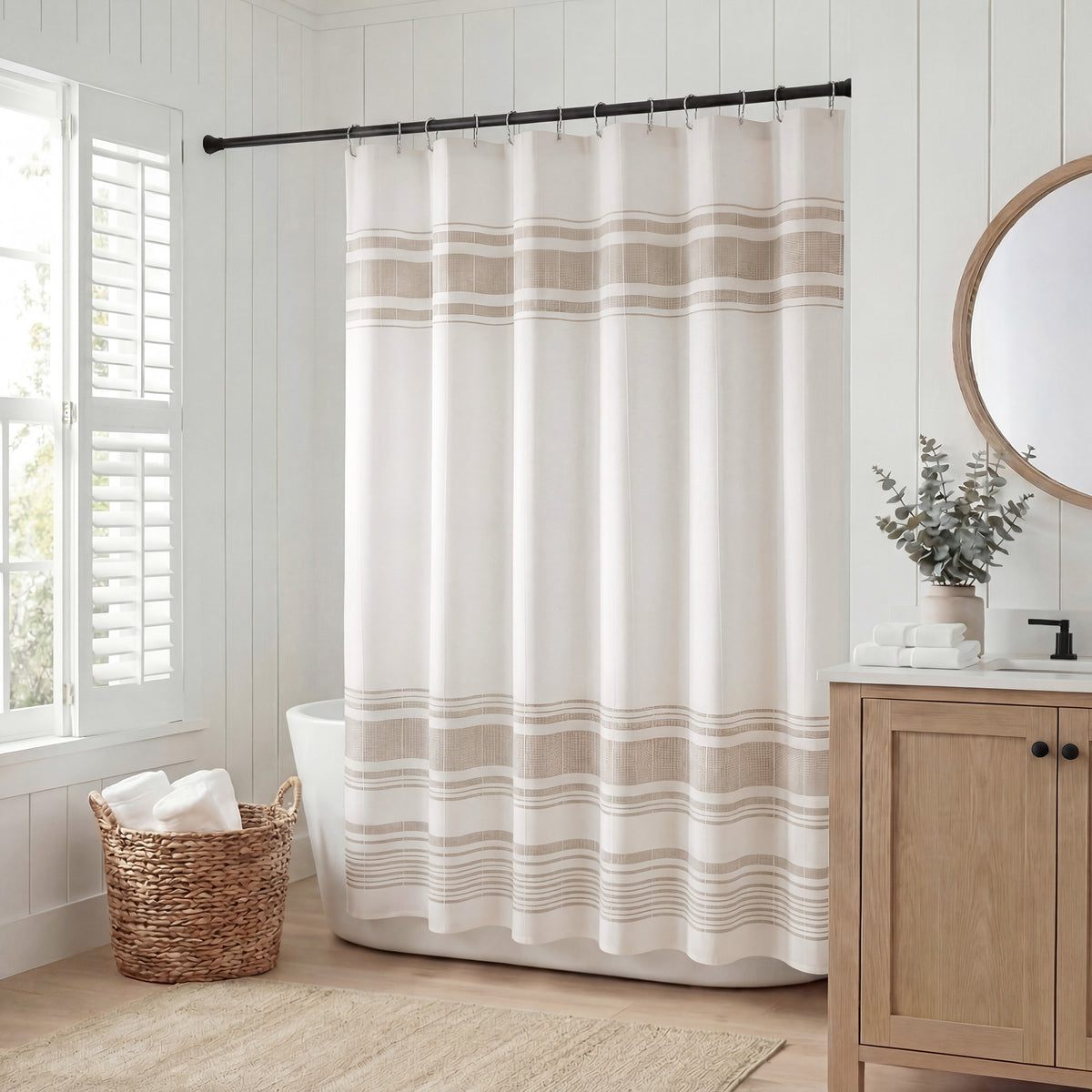 Morgan Shower Curtain - Ivory/Taupe