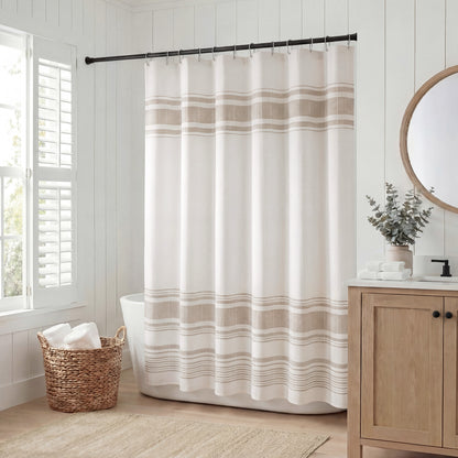 Morgan Shower Curtain - Ivory/Taupe