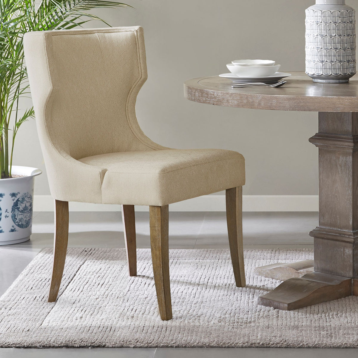 Carson Upholstered Wingback Dining Chair - Cream
