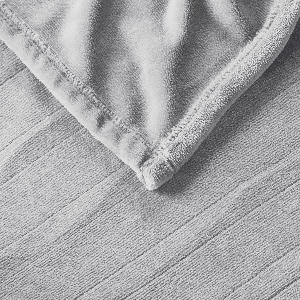 Plush Heated Blanket - Light Grey