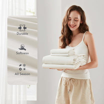 Cotton 144TC 100% Cotton Solid Sheet Set - Ivory