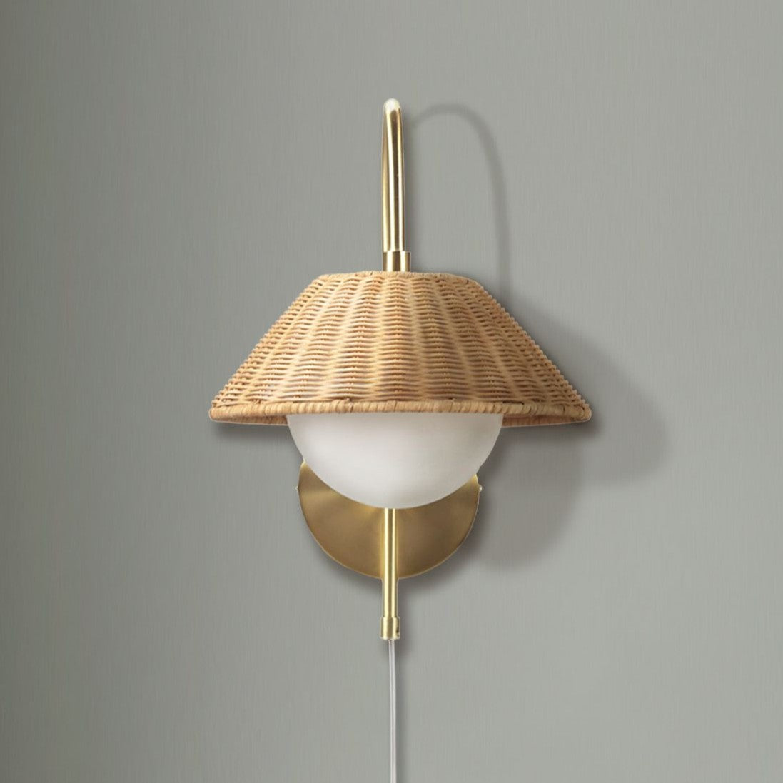 Laguna Rattan Weave Shade Wall Sconce - Gold