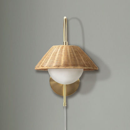Laguna Rattan Weave Shade Wall Sconce - Gold