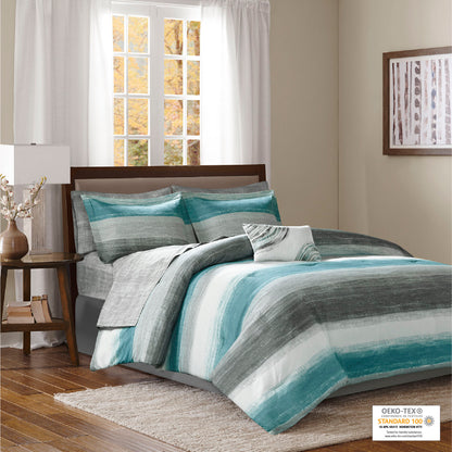 Saben Comforter Set with Cotton Bed Sheets - Aqua