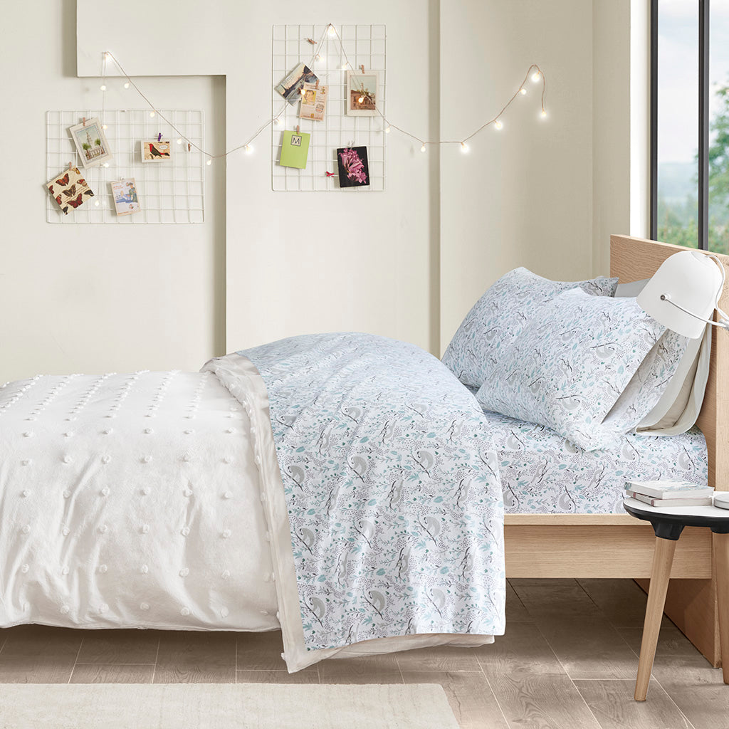 Cozy Soft Cotton Flannel Printed Sheet Set - Grey Sloths