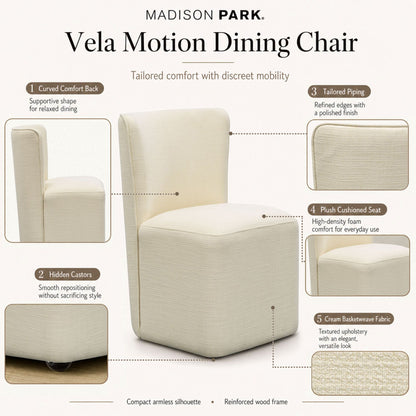Vela Dining Chair with castors - Cream
