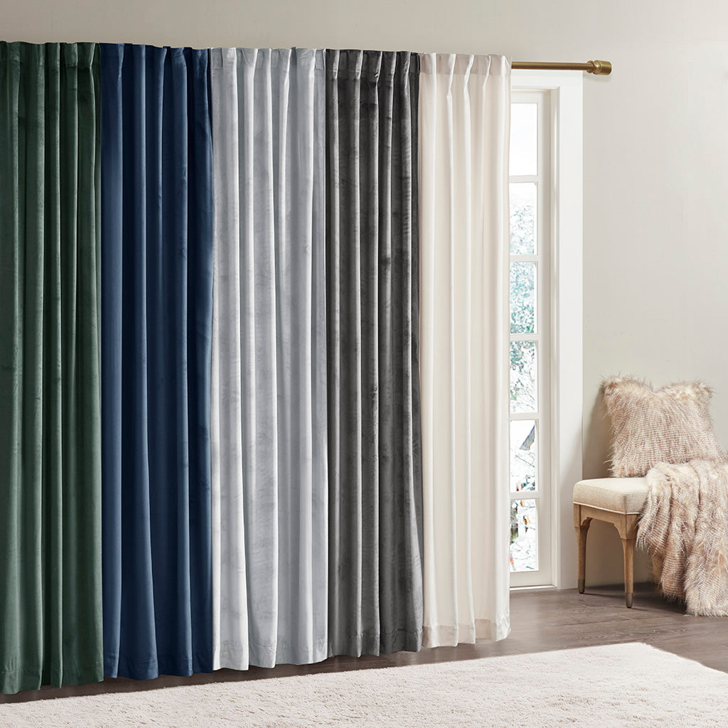 Colt Room Darkening Poly Velvet Rod Pocket/Back Tab Curtain Panel Pair - Ivory