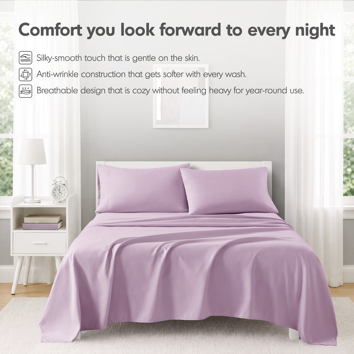 Microfiber All Season Soft Touch Sheet Set - Lavender