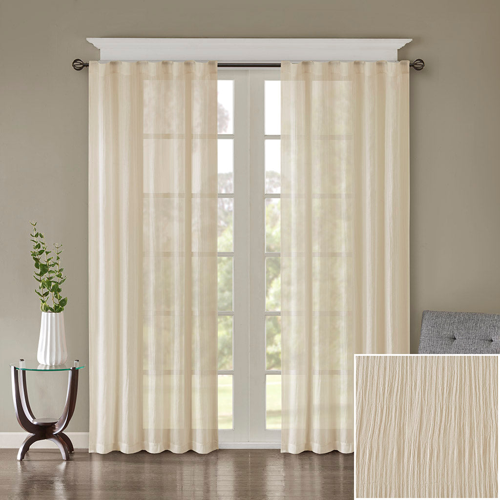 Harper Solid Crushed Curtain Panel Pair - Cream