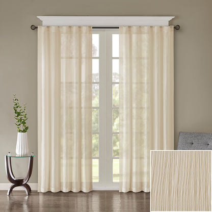 Harper Solid Crushed Curtain Panel Pair - Cream