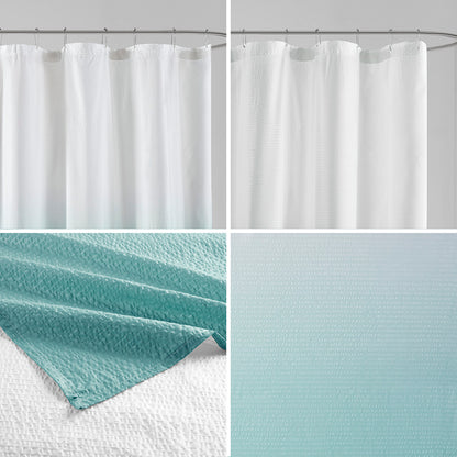 Ara Ombre Printed Seersucker Shower Curtain - Aqua