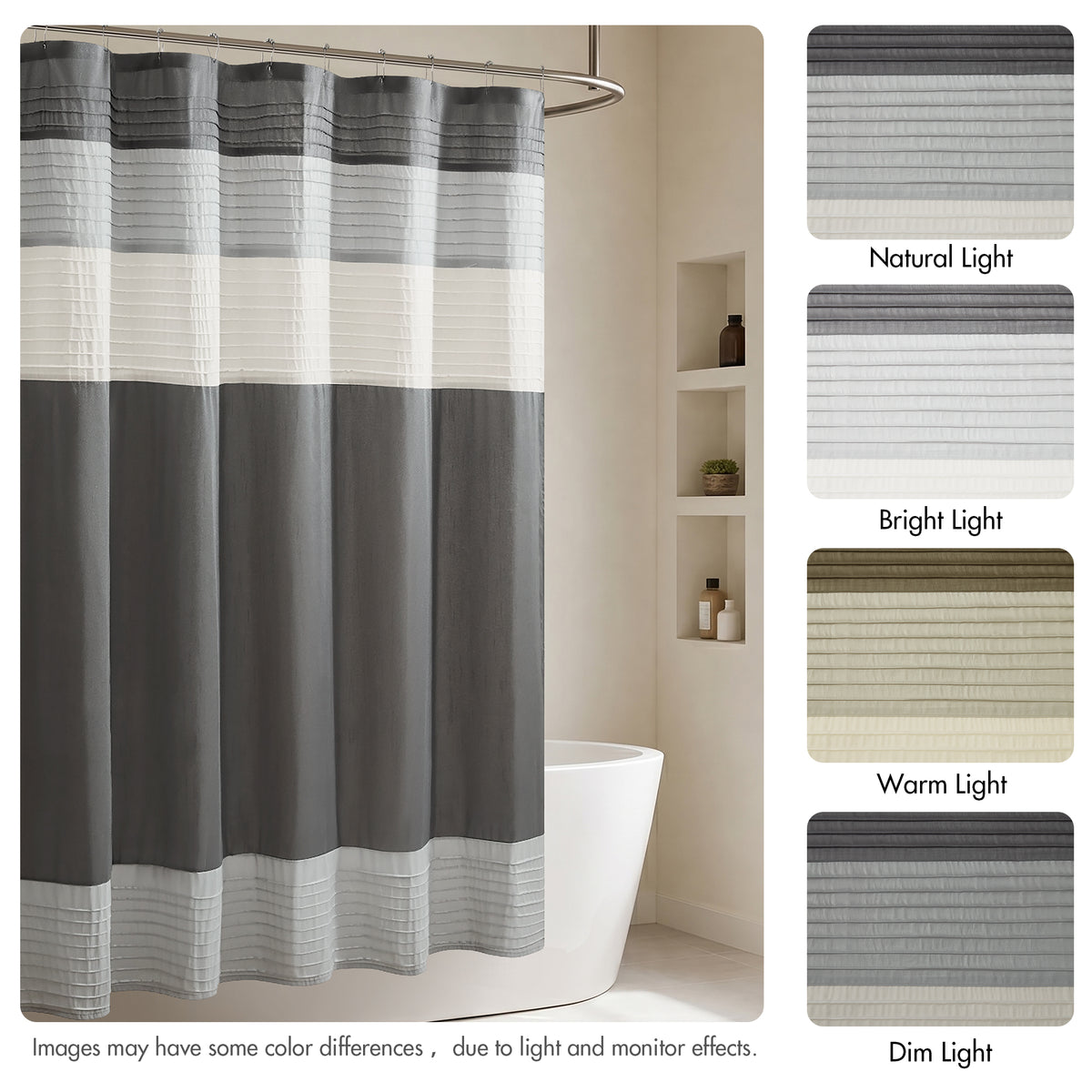 Amherst Faux Silk Shower Curtain - Grey