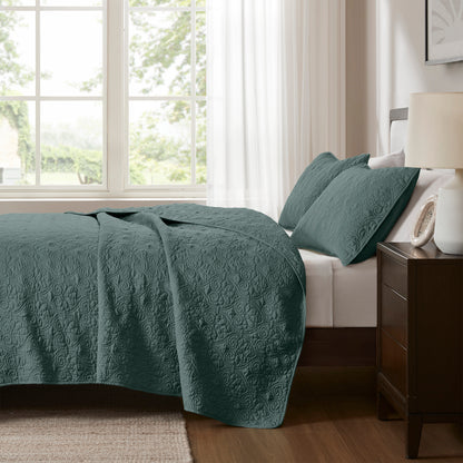 Quebec Reversible Quilt Set - Balsam Green