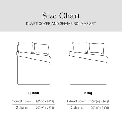 Linen Blend Double Flange Duvet Cover Set - White/Gray