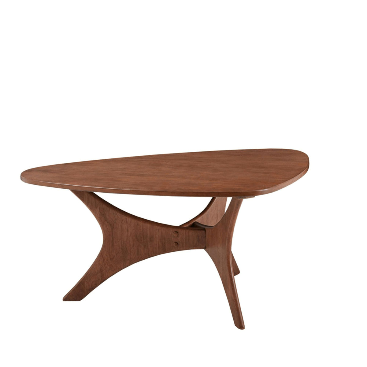 Blaze Organic Triangular Wood Coffee Table with Sculptural Base - Brown