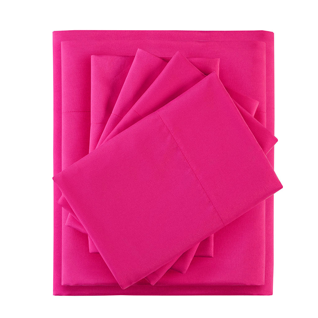 Microfiber Sheet Set with Side Storage Pockets - Pink