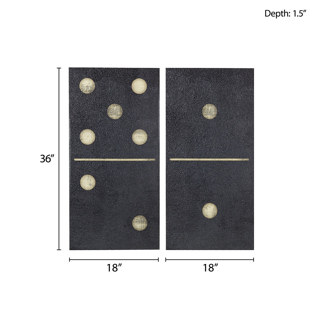 Two Black Dominos 2-piece Canvas Wall Art Set - Black