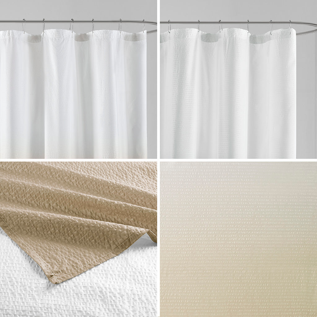 Ara Ombre Printed Seersucker Shower Curtain - Taupe