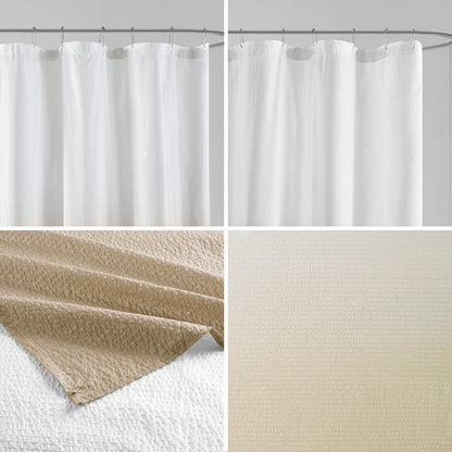Ara Ombre Printed Seersucker Shower Curtain - Taupe
